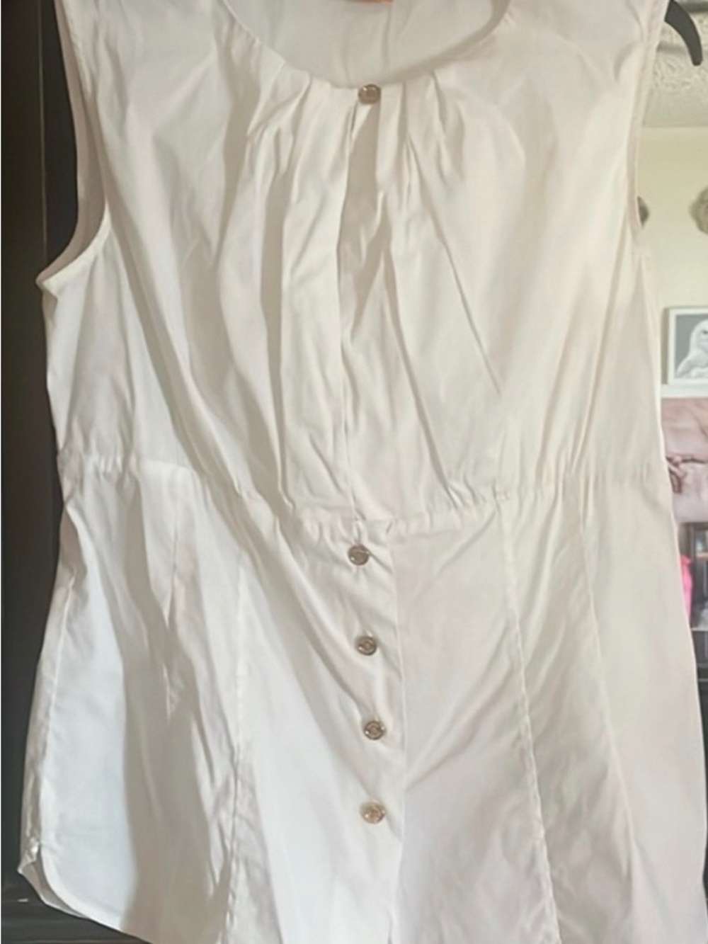 Tory Burch Sleeveless White Button-Front Blouse Size 8